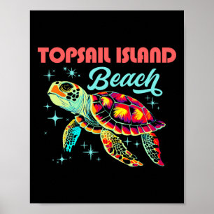 Affiche Topsail Island Beach Nc Artistique Tortue de mer R