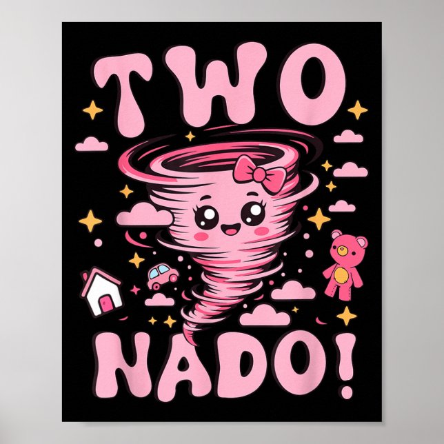 Affiche Tornade 2 ans Fille Anniversaire Deux Nado 2e Anni (Devant)