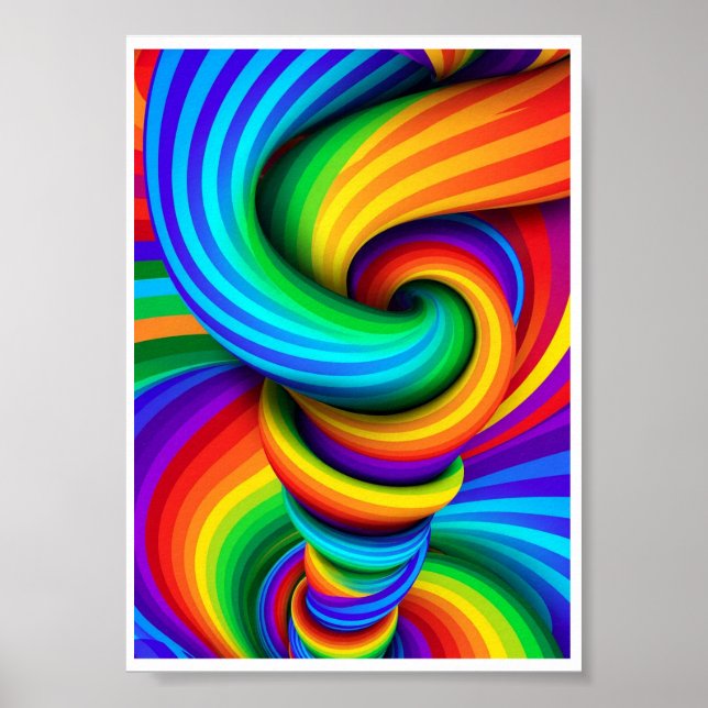 Affiche Tornade Vortex Arc-en-Ciel Tordue - Illusion Optiq (Devant)