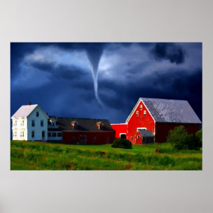 Affiche Tornado Tempête de la grange rouge Extreme Météo