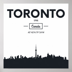 Affiche Toronto, Canada   Coordonnées de la ville noire et