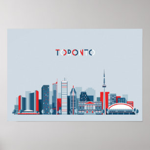 Affiche Toronto, Canada horizon rouge, blanc et bleu de  