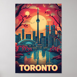 Affiche Toronto Canada Illustration de voyage en art Vinta