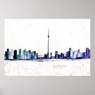 Affiche Toronto Canada Skyline Vintage CN Tower