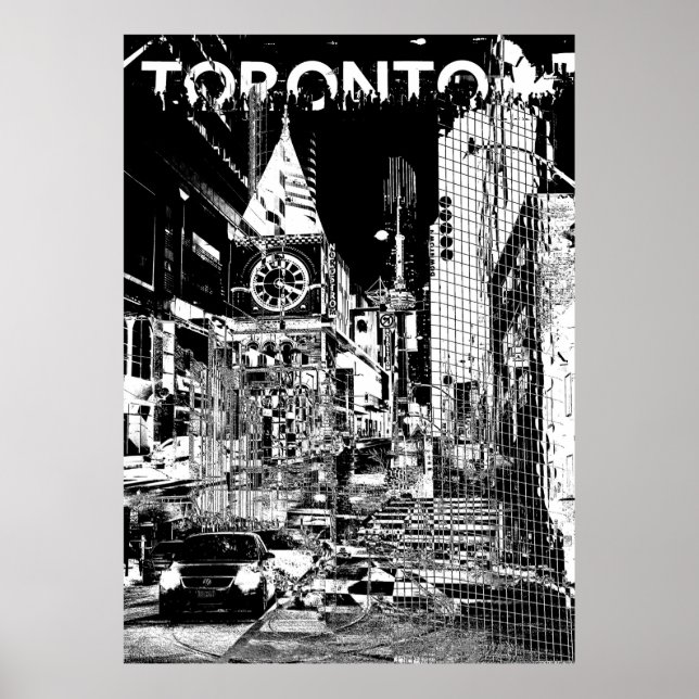 Affiche ࿗ Toronto, collage noir et blanc (Devant)
