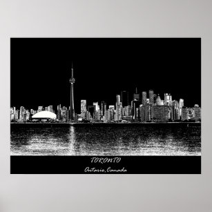 Affiche Toronto Ontario Canada Black Skyline Photo 188