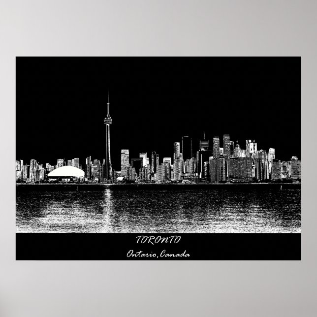 Affiche Toronto Ontario Canada Black Skyline Photo 188 (Devant)
