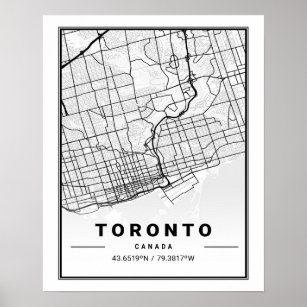 Affiche Toronto Ontario Carte de la ville touristique