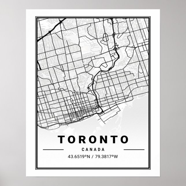 Affiche Toronto Ontario Carte de la ville touristique (Devant)