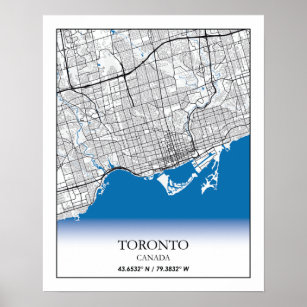 Affiche Toronto Ontario Carte de la ville touristique