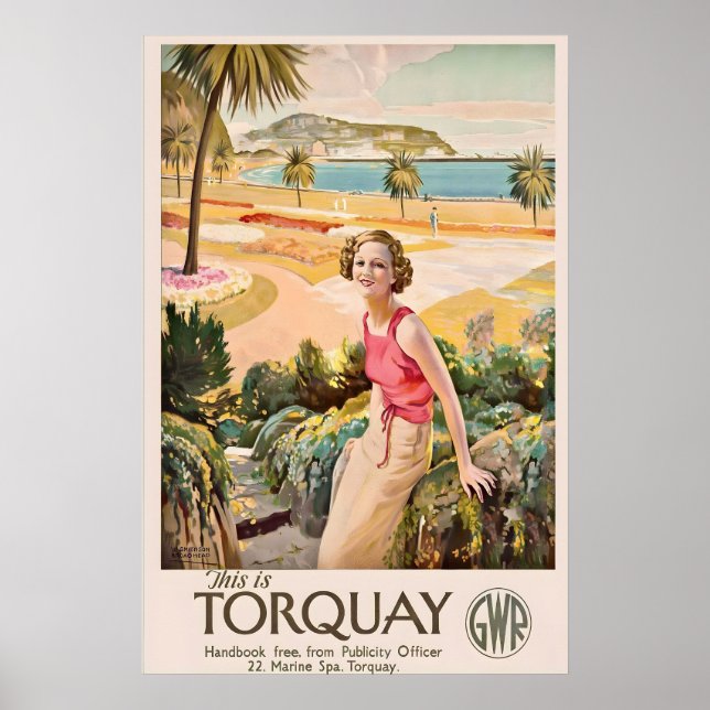 Affiche Torquay Devon Angleterre Côte Riviera anglaise (Devant)