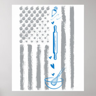 Affiche torréfaction de café- Drapeau américain vintage US