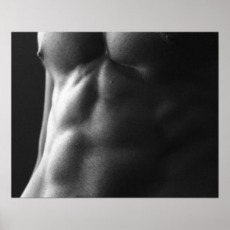 Affiche Torse masculin musclé noir et blanc