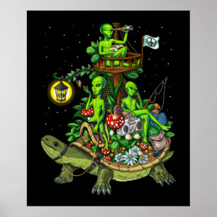 Affiche Tortue à cheval Alien