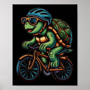 Affiche Tortue amoureux du cyclisme cycle cycliste vélo to