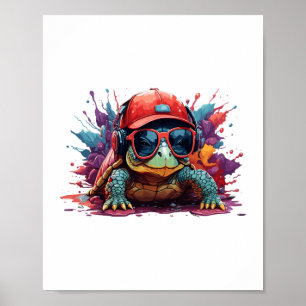 Affiche tortue animal art I cool tortue mignonne