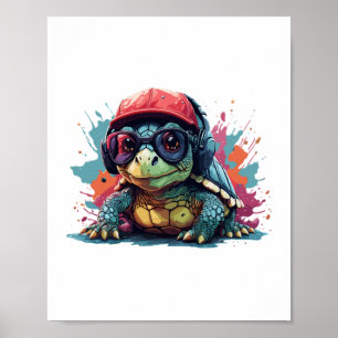 Affiche tortue animal art I cool tortue mignonne