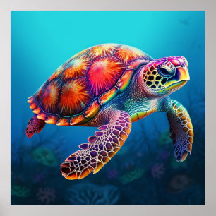 Affiche Tortue aquarelle