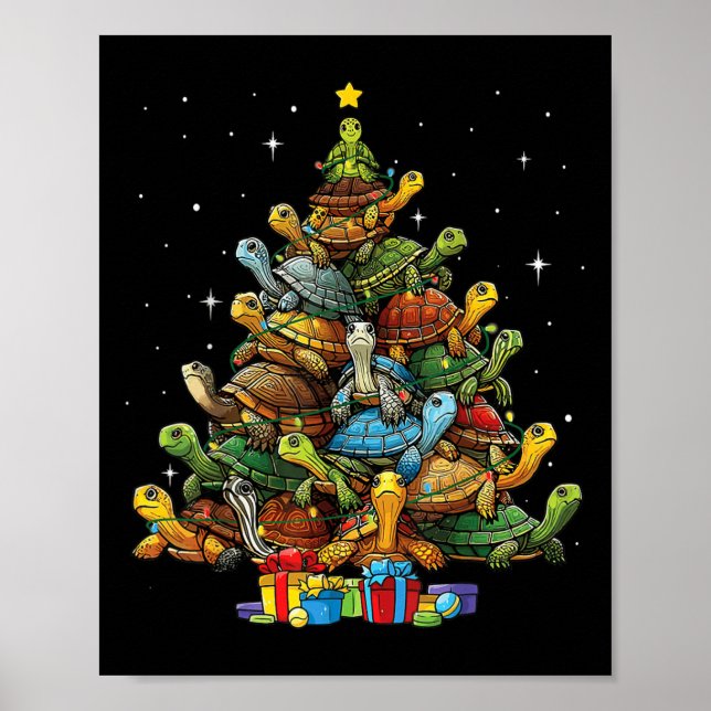 Affiche Tortue Arbre de Noël Tortue adorable Christa (Devant)