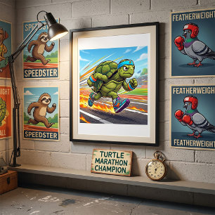 Affiche Tortue Athlétique Sprinteur Rapide Coureur