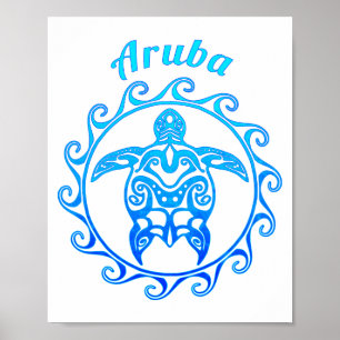 Affiche Tortue bleue Aruba