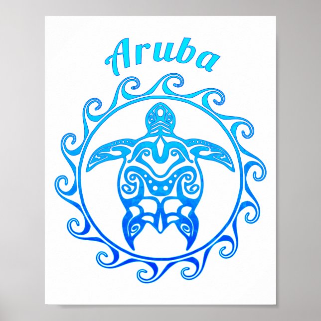 Affiche Tortue bleue Aruba (Devant)