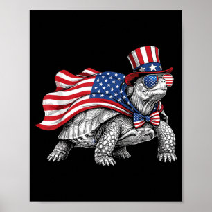 Affiche Tortue boîte orientale 4 juillet drapeau américain