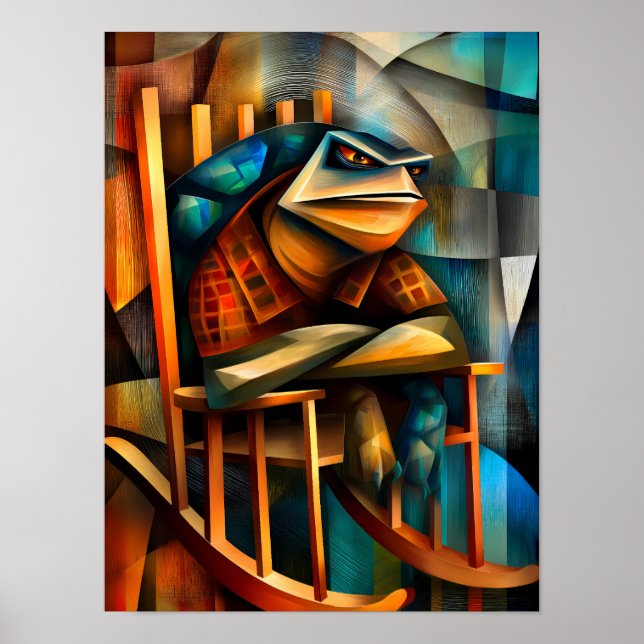Affiche Tortue charmeuse – Fauteuil à bascule de grincheux (Devant)