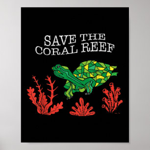 Affiche Tortue Coral Sauvez Le Coral Reef De l'environneme