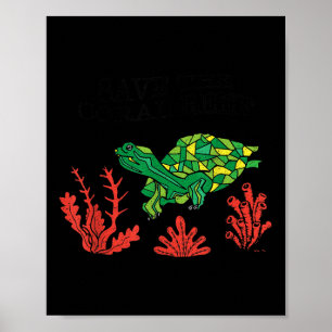 Affiche Tortue Coral Sauvez Le Coral Reef De l'environneme