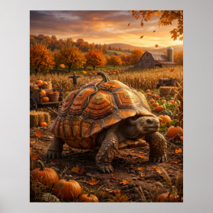 Affiche Tortue de la récolte de citrouille