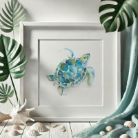 Tortue de mer à l'aquarelle