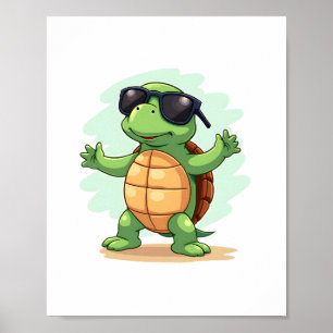 Affiche Tortue de mer Dabbing amoureux des animaux Sauvez
