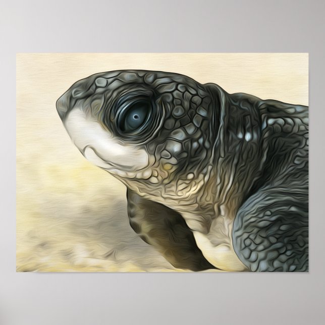 Affiche Tortue de mer de Leatherback stylisée (Devant)