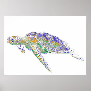 Affiche Tortue de mer de natation