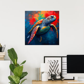 Affiche Tortue de mer en haute mer