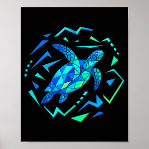 Affiche Tortue de mer géométrique avec des motifs vibrants