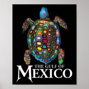 Affiche Tortue de mer graphique Golfe du Mexique N'oublie