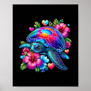 Affiche Tortue de mer hawaïenne Vacances à Hawaï Plage Été