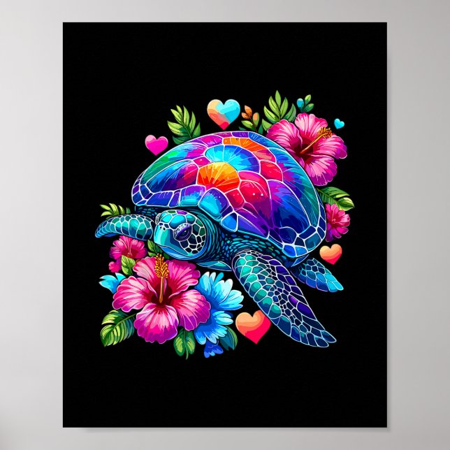 Affiche Tortue de mer hawaïenne Vacances à Hawaï Plage Été (Devant)