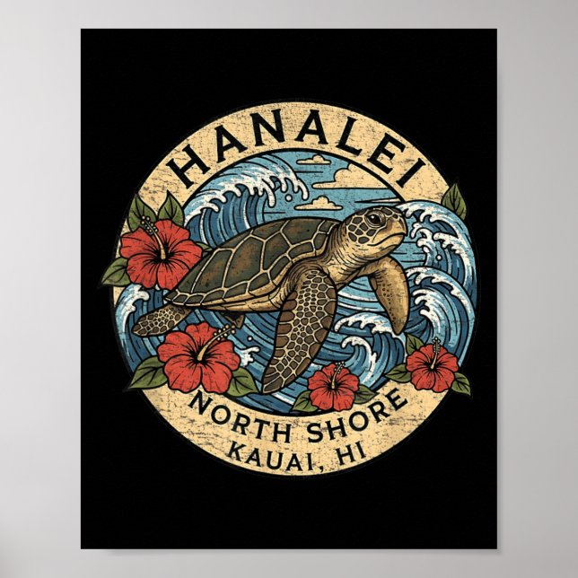 Affiche Tortue de mer Hei Kauai Hawaï vacances hawaïen (Devant)