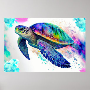 Affiche Tortue de mer Océan Marine Vie Plage Nature Animau
