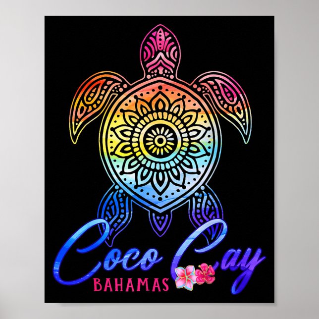 Affiche Tortue de mer teinte Coco Cay (Devant)