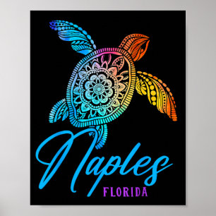 Affiche Tortue de mer Tie Dye Naples Vacances à la plage F