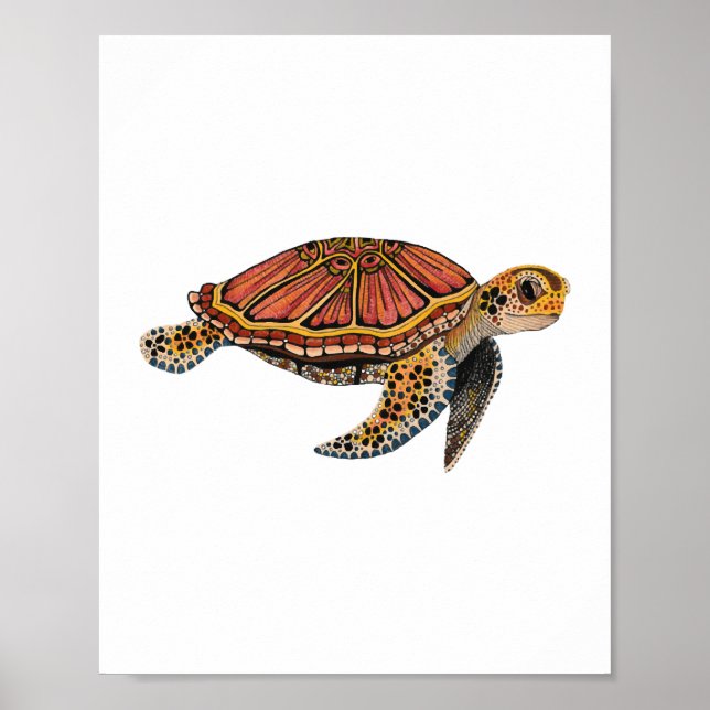 Affiche Tortue de mer Totem animal (Devant)