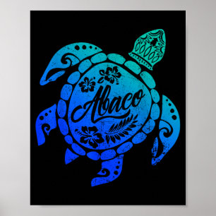 Affiche Tortue de mer tribale d'Abaco Vacances à la plage