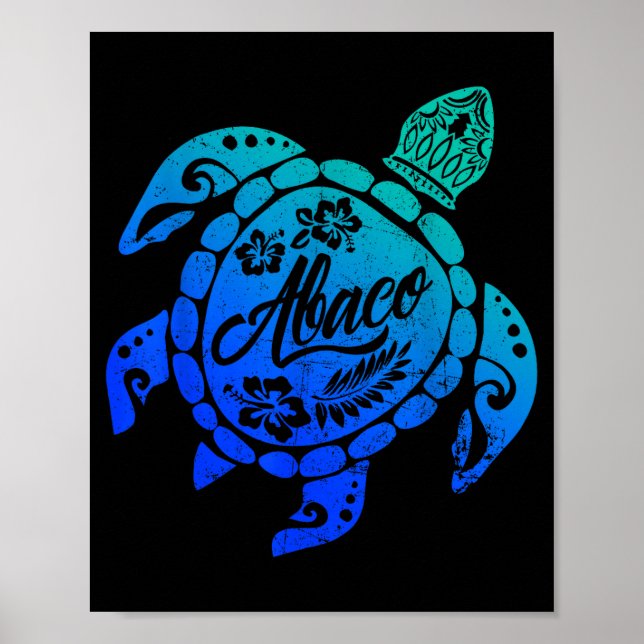 Affiche Tortue de mer tribale d'Abaco Vacances à la plage  (Devant)