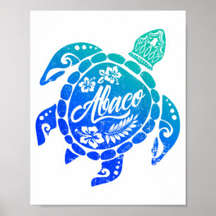 Affiche Tortue de mer tribale d'Abaco Vacances à la plage