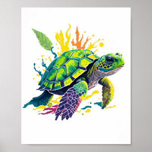 AFFICHE TORTUE DE MER UN JOUR D'ÉTÉ