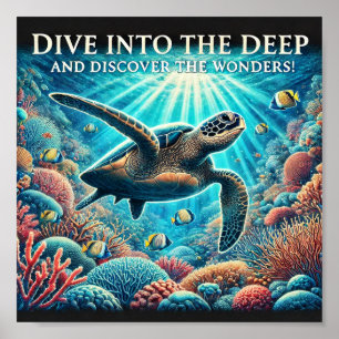 Affiche Tortue de plongée